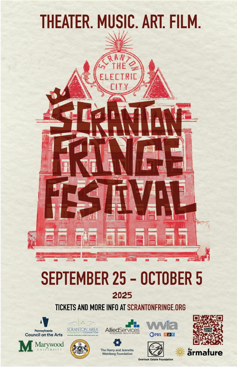 A vibrant, abstract stage performance at the Scranton Fringe Festival.